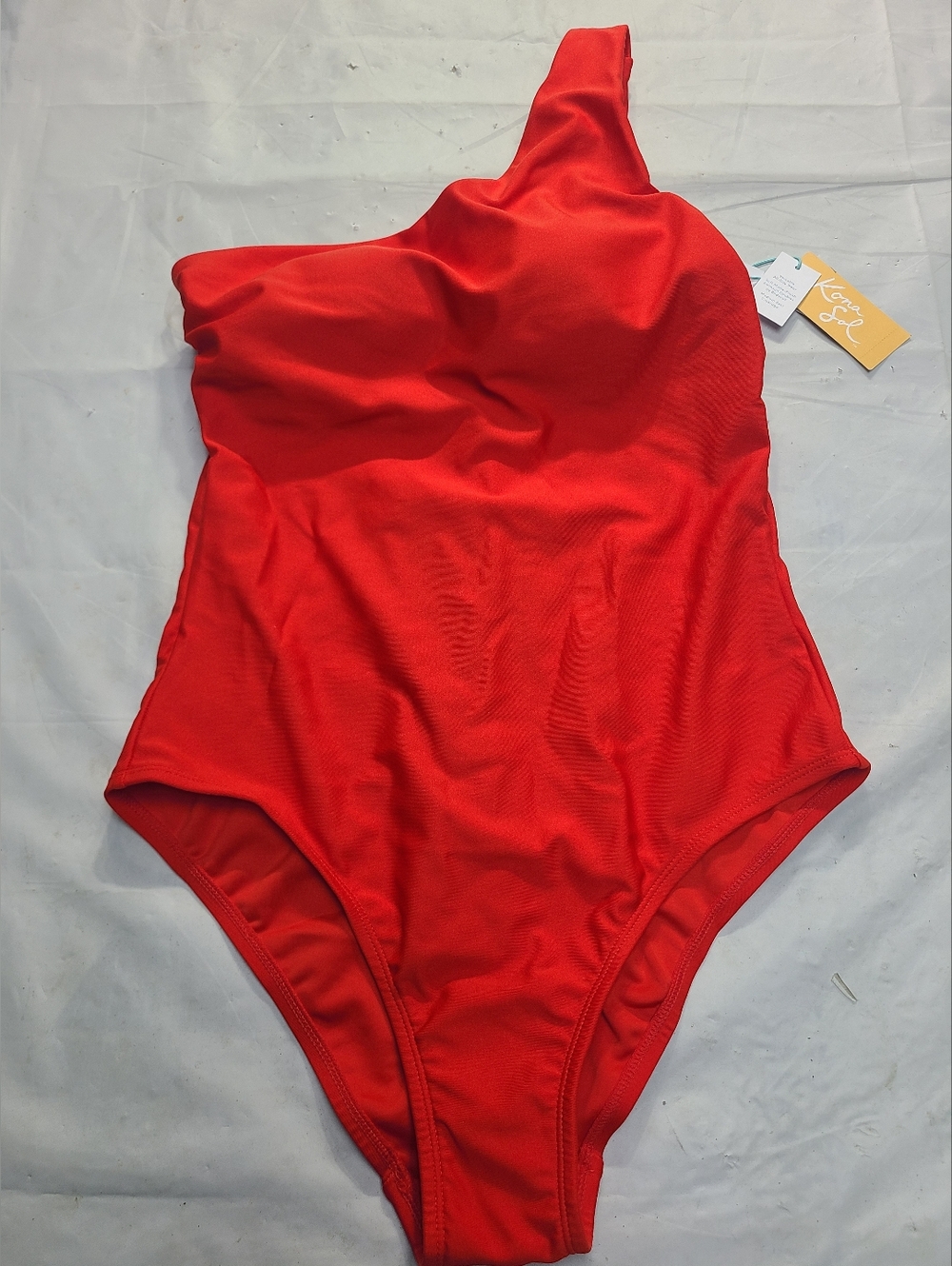 Women's Medium Coverage One Shoulder One Piece Swimsuit Tummy Control Red Size M